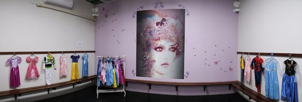 Princess themed birthday party room for girls