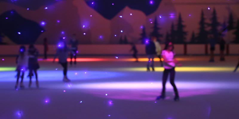 An evening ice skating session during the school holidays