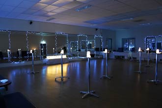 Dance studio decorated for an engagement party