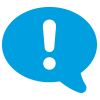 Speech bubble icon with exclamation mark for notices