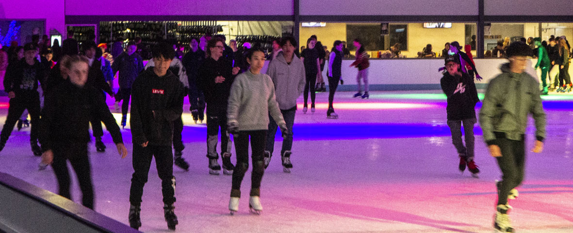 Skaters enjoying a Thursday night ice skating session at Cockburn Ice Arena.